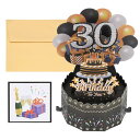 PATIKIL 30歳の誕生日カード ポップアウト誕生日カード ハッピーバースデー ご挨拶カードと封筒付き 男の子 女性 女の子 ギフト 友達用 黒 金色