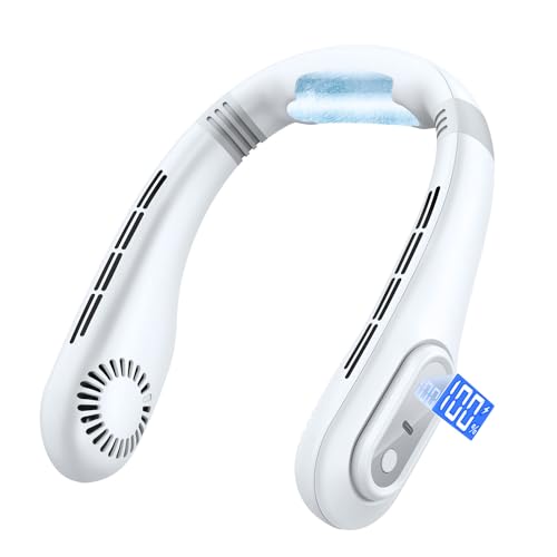 首掛け扇風機 ネッククーラー 【2025夏革新版 ネックファン&LCD液晶ディスプレイ表示】 冷感プレート付き 携帯扇風機 急速冷却 15db静音 3段階風量調整 16時間連続使用 Type-C急速充電 首掛けク
