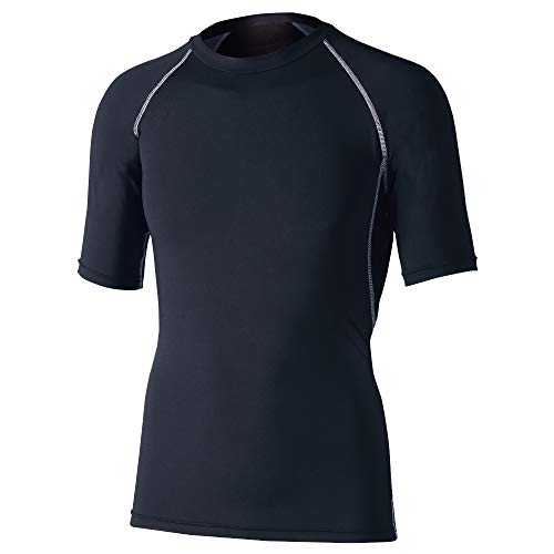 おたふく手袋 夏用インナー 半袖 丸首 [接触冷感 吸汗速乾 消臭 コンプレッション UVカット メンズ] JW-628 ブラック S