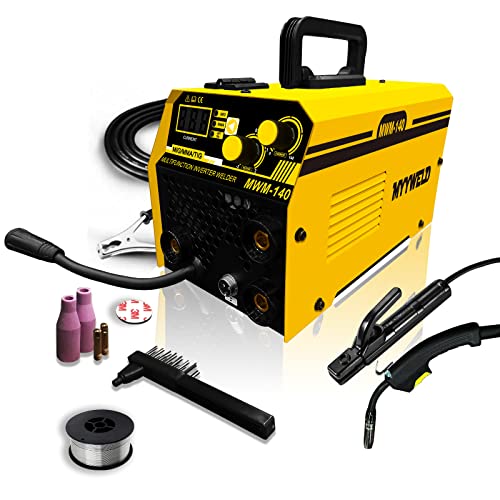半自動溶接機MYYWELD MWM-140 MIG/MMA/LIFT TIG ノンガス溶接機 100V 140A フラックス入りワイヤ IGBT 軽量 インバーター溶接機 50/60Hz 家庭用 業務用 (MWM-140)のサムネイル