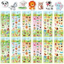 METBOU 動物 シール ぷっくり240枚 ぷくぷくシール 可愛い 動物スッテカー 動物シール ご褒美シール 3D 動物 スケジュール シール