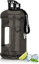 VENNERLI ハーフガロンウォーターボトル 2.2L Lサイズ スポーツウォーターボトル ハンドル付き 72オンス BPAフリー 再利用可能 プラスチックウォータージャグ 漏れ防止 ハイドロボトル ジム ヨ