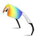 Feisedy キッズ スポーツ サングラス 子供用 偏光 レンズ UVカット TR90超軽量 サングラス ゴルフ ジョギング 野球 バス 釣り 自転車 サイクリング 紫外線カット B2454 (ホワイト·レッド)