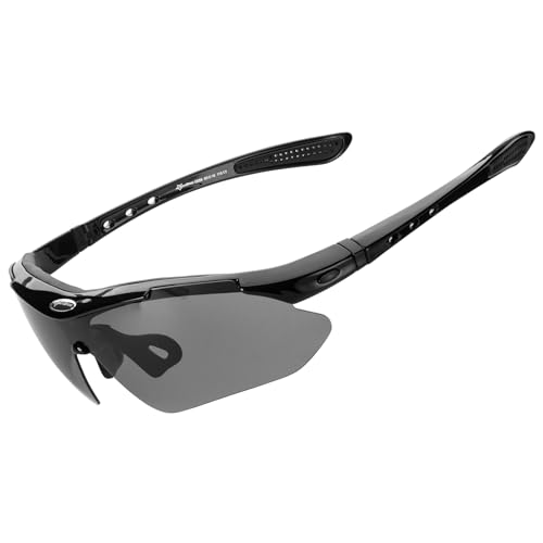 ROCKBROS(ロックブロス)偏光サングラス スポーツサングラス 軽量 耐衝撃性 フルセット専用交換レンズ5枚 紫外線カット UV400 偏光レンズ ゴルフ 釣り 野球 運転用 自転車 ランニングサングラス