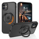 DOMAVER iPhone 11 ケース iPhone XR ケース 360°回転スタンドMagsafe対応 ワイヤレス充電 傷に強い背面 半透明 滑り止め 黄ばみ防止 ストラップホール付き 画面レンズ保護 指紋ぼうし 耐衝撃 傷つけ