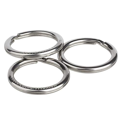 [TISUR] チタン キーホルダー 二重リング メンズ 軽量 キーチェーンアクセス 外徑32mm 曲面研削加工 シルバー 3個入り
