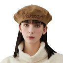 VARZAR Cursive Logo Wool Beret Camel