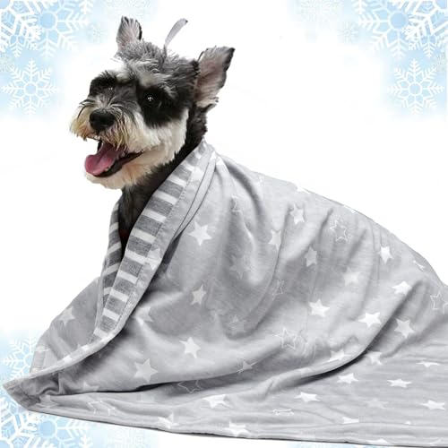 ペット用 クールブランケット 犬 ひんやりブランケット 夏 クールマット 犬猫用 冷感グッズ 接触冷感 ひんやり 熱中症 暑さ対策（星柄 104×78cm）