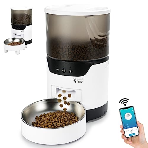 Kyoei-Tech[キョ-エイテック] 自動給餌器 猫用 中小型犬 1日10食 アプリ操作 wifi キャットフード いたずら防止 スマート自動えさやり器 ステンレス皿 設定簡単 スマホ遠隔操作 タイマー機能 定