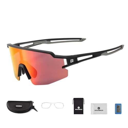 ROCKBROS(ロックブロス)偏光サングラス スポーツサングラス UV400 紫外線カット 超軽量 偏光レンズ 眩しさ軽減 収納ポーチ付き ユニ 自転車サングラス 近視対応 釣り ランニング 野球 登山 男女
