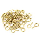 uxcell ねじアイフック セルフタッピングねじ ねじ込み式ハンガー アイシェイプフック ゴールデン 1.9 mmx17 mm 50個