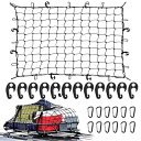 Temiry カーゴネット 90×120cm 荷崩れ防止 車用 ラゲッジネット 荷物収納 伸縮性 ルーフキャリアネット ABS製フック×12 D型カラビナ×12 ツーリングネット 荷物落下防止 高弾性 カーゴネット トラ
