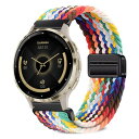 VanHooc 18mm 時計バンド for Garmin Venu 3S/Vivoactive 4S/Vivomove 3S/Forerunner 265S ナイロン 交換用ベルト ブレイデッド 編組ベルト 伸縮性 マグネット バックル 通気性 頑丈 磁気バックル 無段階調整 ソフ