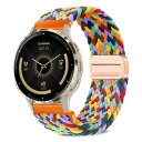 VanHooc 18mm 時計バンド for Garmin Venu 3S/Vivoactive 4S/Vivomove 3S/Forerunner 265S ナイロン 交換用ベルト ブレイデッド 編組ベルト 伸縮性 マグネット バックル 通気性 頑丈 磁気バックル 無段階調整 ソフ