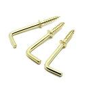 3個セット 真鍮 L字フック(ネジタイプ)吊り下げ金具 ネジ ねじ 壁掛け ブラス 杭 DIY ブラス 雑貨 フック 手芸用品 パーツ ゴールド