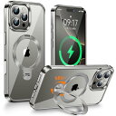 【360°回転無制限・縦横両立】FONKCASE iPhone 16 Pro 用 ケース Magsafe対応 カメラコントロールボタン CDリング・スタンド一体 角度調整可能 ストラップホール付き 本体の色・メッキバンパー アイ