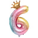 【LEISURE CLUB】誕生日 数字バルーン 数字6 32インチ レインボー 風船 セット バースデー パーティー バースデー デコレーション セット きらきら風船 パーティー お祝い ブルー 結婚式 記念日