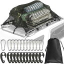 ETLIFE カーゴネット 車 90×120cm 2重【キャンプインストラクター監修 簡単設置で時短!絡まない!】ABS製フック×12 ステンレス製カラビナ×1...