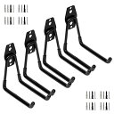 Namioka 壁掛けフック l字 グランドフック ガレージフック 倉庫 金具 ツール 物置 工具 収納 コンクリート 石膏ボード 鉄板吊り 波板取付 黒の4ピ...