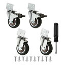 Yetaha キャスター 2インチ L型プレート 合計耐荷重108kg 360度回転 静音 家具交換用 ドライバー ねじ付き 4個組 (ストッパー有り×2+スト...