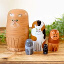 NEIN MARKE マトリョーシカ 猫 犬 ネコ ねこ 動物 置物 雑貨 北欧 5個組 インテリア おもしろ 木製 ナインマーケ かわいい シュール お洒落 プレゼント (猫-ネコ)