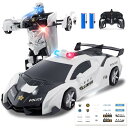 Carox ラジコンカー 子供向け LED付き ロボット 変形 2 in 1 デモモード 360°回転 2.4Ghz バッテリー2本 合計操作時間60分 おもち...