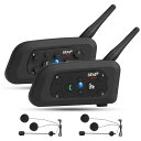 EJEAS V6 Pro バイク インカム 2台セット、Bluetooth 5.1インカムバイク用、2人の対話と6ペアの同時サポート、IP67防水機能、11日間の超長時間スタンバイ、音楽鑑賞、GPSナビゲーションをサポート