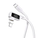 CIO L字 柔らかいマグネットシリコンケーブル 液晶ディスプレイ搭載 USB type-C マグネット 充電ケーブル 100W対応 iphone15 タイプC (L字,ホワイト, 0.5m)(2)