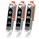 Canon用 キヤノン用 BCI-301 互換インク BCI-301 Canon用 インク 301 BK ブラック 3本セット対応機種:PIXUS TS7530【残量表示/個包装】