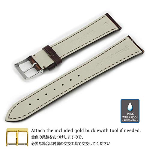 CASSIS[カシス] ワニ革 時計ベルト 裏面防水素材 TYPE PTK タイプ ピーティーケー 19mm ダークブラウン 交換用工具付き X2506339034019