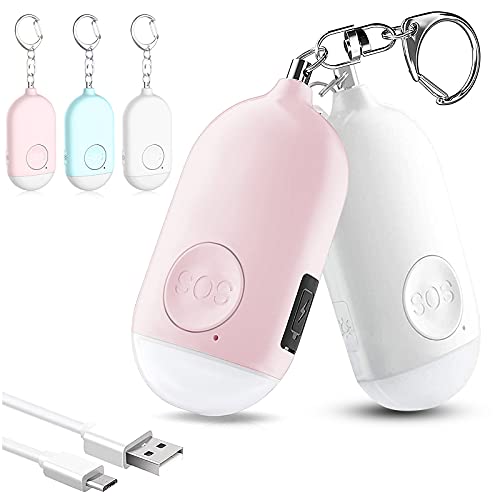 楽天スノーシルフ防犯ブザー【2個セット ピンク＋ホワイト】 LEDライト付き 防犯アラーム USB充電式 大音量130dB 防水 防犯 ブザー 小学生 女の子 男の子 女性 大人 子供