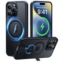 【新発想360°回転!スマートアーム搭載!】CASEKOO iPhone 15 Pro Max 用 ケース 超強力な磁力 縦横両対応 【MagSafeとスタンド併用】 マグネット搭載 米軍MIL規格耐衝撃 ワイヤレス充電対応 指紋防