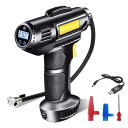 Wovte電動エアコンプレッサー 4000mah空気入れ 電動 USB充電式 最大圧力150PSI 自動停止 LCDデジタル表示 LEDライト 車/ロードバイク/ボール/浮き輪/バイク/クロスバイク対応 日本語取扱説明書 (ハ