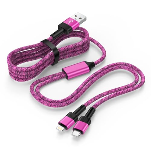 iPhone 充電ケーブル 1.2m 2in1 充電ケーブル 2.4A&3A 急速充電 USB-A to USB-C & ...