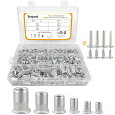 235pcs リベットナット M10 M8 M6 M5 M4 M3 アルミニウム製 リベットナットセット ブラインドナット エビナット ナッター プルリベットナ...