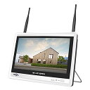 12 LCD ワイヤレス WiFi NVR 8 チャンネル 1944P/500万画素モーション検出ゾーン 内蔵スピーカー 24/7録画 電源ケーブルとHDDは含...