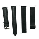 時計バンド スマートウォッチベルト 24mm 本革+金属 2個セット ループ 時計ベルト スポーツ 交換バンド 工具が要らなく (ブラック)