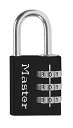 Master Lock(マスターロック) 南京錠 ダイヤル 暗証番号設定 小型 軽量 本体幅32mm 吊高内径25mm アルミ 防犯 630JADBLK ブラック