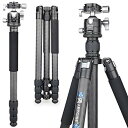 カメラ カーボン 三脚 ナットロック式 四段 トラベル 一脚伸縮可変式 全伸高 185cm ARTCISE パノラマ 40 mmボール低重心雲台 クイックシュー...