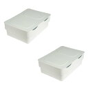 アイコレクション 収納ケース 重なる 2個セット Lサイズ 日本製 蓋付 収納 箱 カゴ おしゃれ かわいい ホワイト 白 タオル リビング おもちゃ 書類 小...