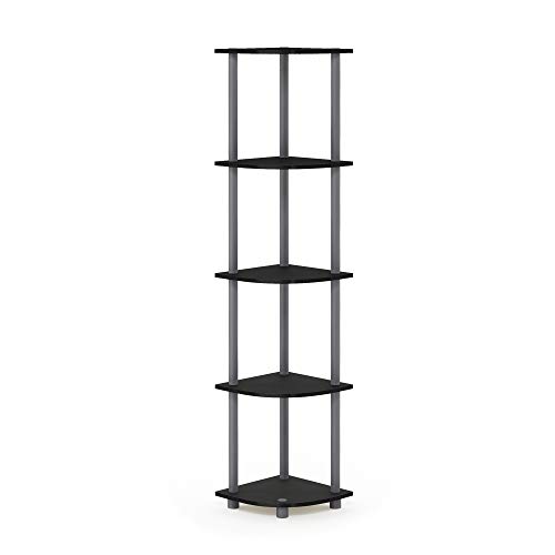 フリノ(Furinno) 5段コーナーシェルフ・コーナーラック Turn-N-Tube 高さ146.6×幅29.5×奥行29.5cm カラー:ブラック/グレー 【日本正規輸入品】 99811BK/GY