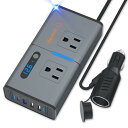 LST インバーター 200W シガーソケット コンセント QC3.0急速充電対応 カーインバーター DC 12V / AC 100V 変換アダプター USB-Cポート付き 車コンバーター USB-Aポート*3 AC100V電源2口 コンパクト PD27W ty