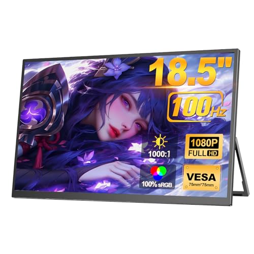 Mayfee! モバイルモニター 18.5インチ 100Hz ゲーミングモニター FHD 1920 x 1080 広色域 IPS液晶パネル モバイルディスプレイ 自立型スタンド VESA対応 HDRモード スピーカー内蔵 Type-C/ミニ HDMI PS4/XBOX/Sw