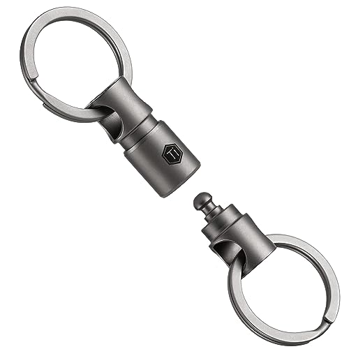 [KeyUnity] KA24チタン両端回転式コネクター キーリング 分離式キーリング カーキーアクセサリ 360度回転 チタン製 車キーホルダー メンズ スマートキー 紛失防止 小型 軽量 キーリング付き