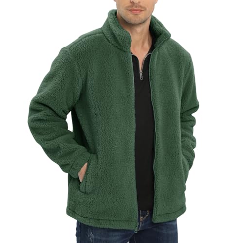 [KEFITEVD] フリースジャケット メンズ アウター 冬 防寒 ボアコート 登山 防風 ジャンパー カジュアル 厚手 秋服 ミリタリージャケット アウトドア 冬服 od グリーン L