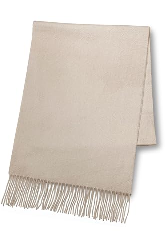 [Vita Natur] ヴィタ・ナトゥール 極上カシミヤ100％ 大判35cm幅 マフラー【レディースメンズ共用】 (186cm×35cm) 無地(グレージュ)