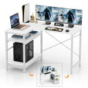 Aka Supaku l字デスク pcデスク L字 ゲーミングデスク 机 幅120cm ラック付きデスク L字型 パソコンデスク モニターアーム取付対応 棚板高さ調節可能 左右入替え 25mm×25mmのスチール製フレーム 作