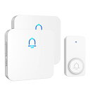 SECRUI ワイヤレスチャイム 受信機 2個 玄関チャイム 送信機 電池式 屋外 防水 工事不要 室内 子機 コンセント 音と光で呼び出し 7色提示led 3...