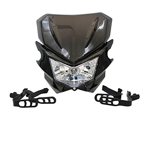 YIBO に適用 バイク ヘッドライト オフロードバイク カブ ヘッドライト バイク マスク 12V 35W (黒)