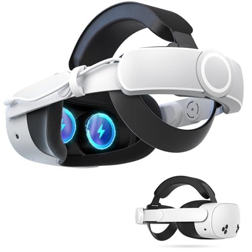 Maecker vr バッテリーヘッドストラップ Meta Quest 3S 用 Elite ストラップ 8000mAh 急速充電バッテリーパック付き Quest 3S用アクセサリ用バランスストラップ